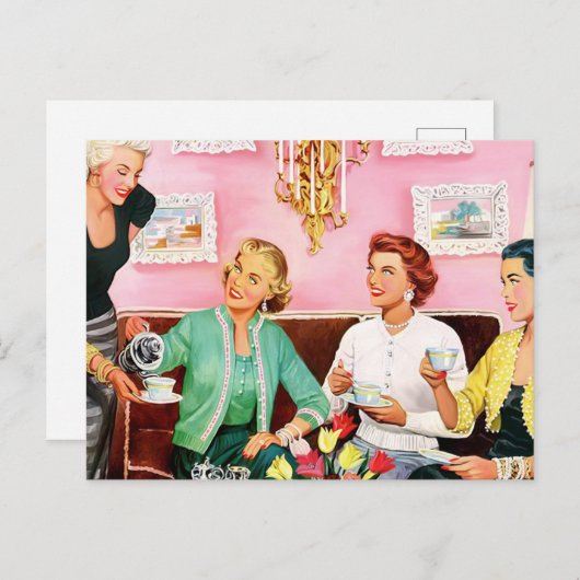 's middags Tea van 1950 Briefkaart (Voorkant / Achterkant)