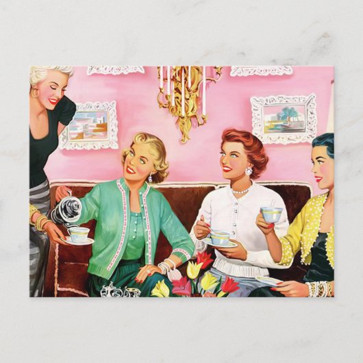 's middags Tea van 1950 Briefkaart (Voorkant)