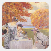 's middags thee in het park vierkante sticker (Voorkant)