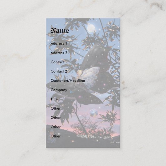 's Midzomernachtvluchten. Visitekaartje (Voorkant)