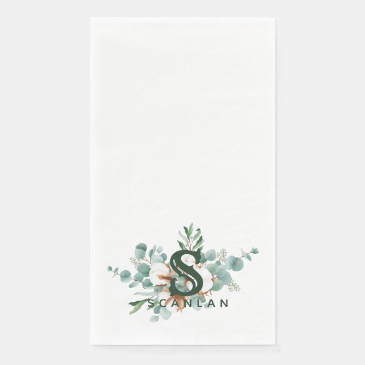 S Monogram Botanische Floral Guest Towels Servet (Voorkant)