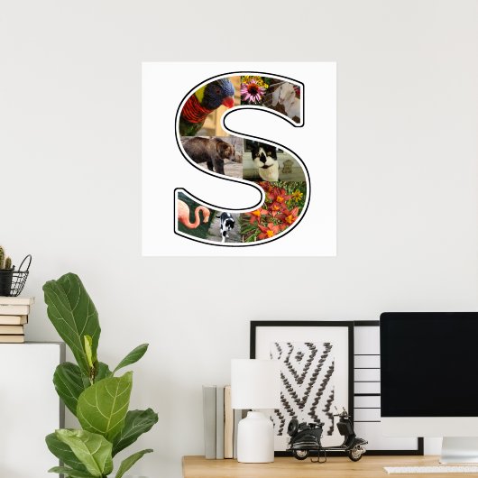 S Monogram Creëer Uw Eigen 8 Aangepaste Foto Colla Poster (Thuiskantoor)