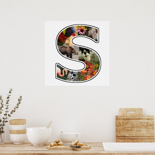 S Monogram Creëer Uw Eigen 8 Aangepaste Foto Colla Poster (Keuken)