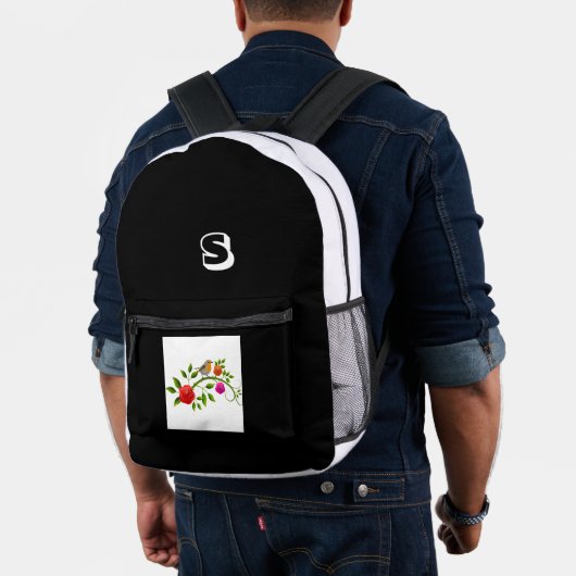 "S" Monogram Elegante Vogel Zit Tak Studenten Bedrukte Rugzak (Insitu (model))