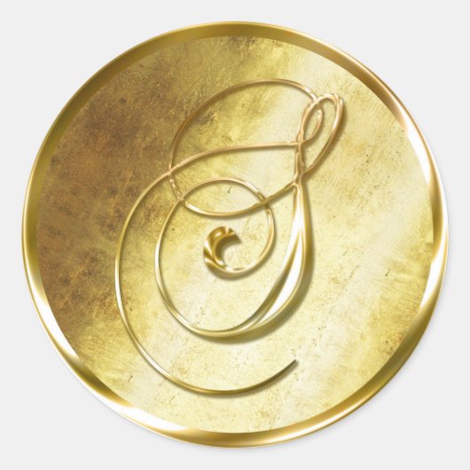 S Monogram Faux Gold Envelope Seal Stickers (Voorkant)