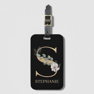 S Monogram Floral Aangepast Bagagelabel