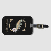 S Monogram Floral Aangepast Bagagelabel (Voorkant (horizontaal))