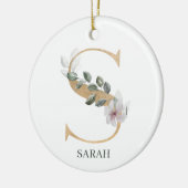 S Monogram Floral Aangepast Keramisch Ornament (Links)