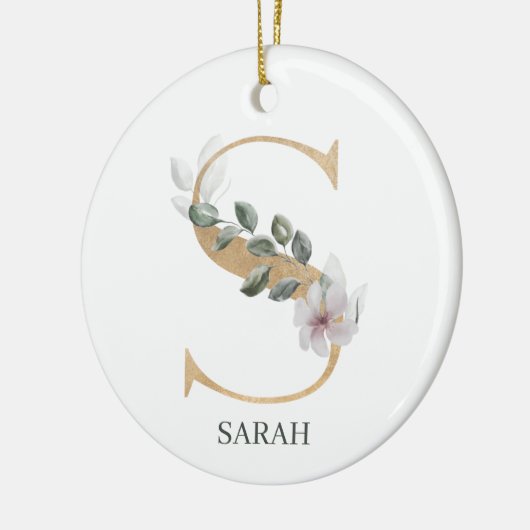 S Monogram Floral Aangepast Keramisch Ornament (Links)