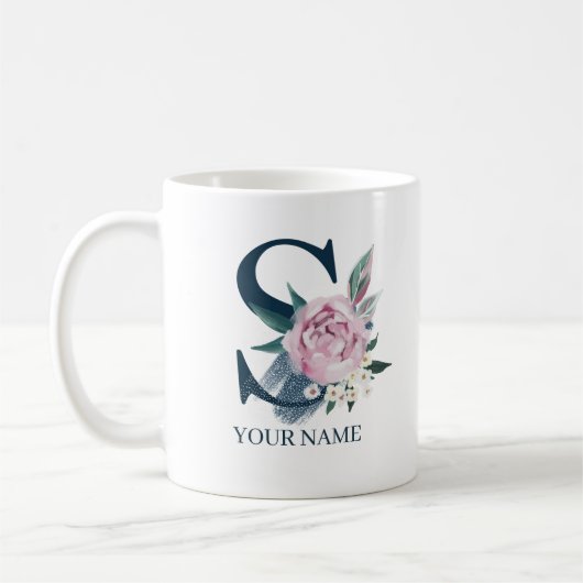 S Monogram Floral Aangepast Koffiemok (Links)