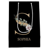 S Monogram Floral Aangepast Medium Cadeauzakje (Achterkant)