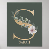 S Monogram Floral Aangepast Poster (Voorkant)