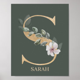 S Monogram Floral Aangepast Poster