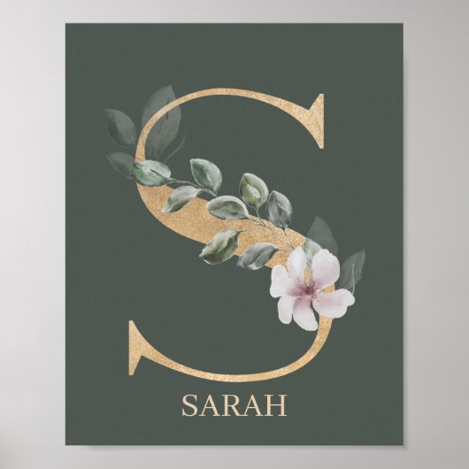 S Monogram Floral Aangepast Poster (Voorkant)