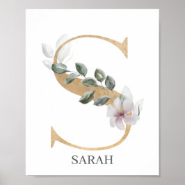 S Monogram Floral Aangepast Poster