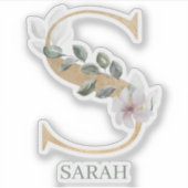 S Monogram Floral Aangepast Sticker (Voorkant)