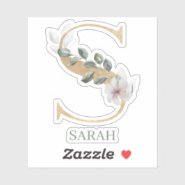 S Monogram Floral Aangepast Sticker