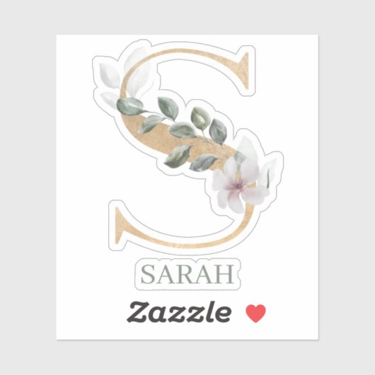 S Monogram Floral Aangepast Sticker (Vel)
