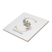 S Monogram Floral Aangepast Tegeltje (Zijkant)