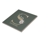 S Monogram - Floral - Aangepaste keramische tegel Tegeltje (Zijkant)