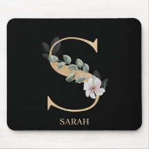 S Monogram Floral Aangepaste Muismat