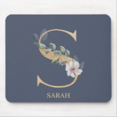 S Monogram Floral Aangepaste Muismat (Voorkant)