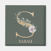 S Monogram Floral Gepersonaliseerd Magnet (Voorkant)