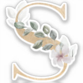 S Monogram Floral Sticker (Voorkant)