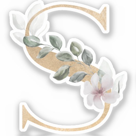 S Monogram Floral Sticker (Voorkant)