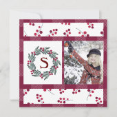 "S" Monogram Foto Holly Berry Wreath Holiday (Voorkant)