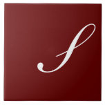 S Monogram Initiaal Wit op Maroon, Tegeltje<br><div class="desc">Klassiek wit letter monogram op donkerrode achtergrond, S.</div>