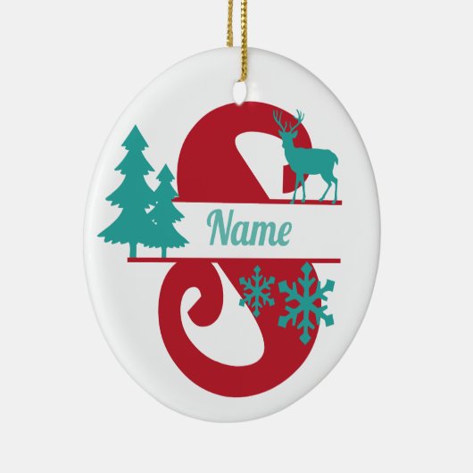 S Monogram Initial Christmas Holiday Tree Ornament (Rechts)