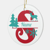 S Monogram Initial Christmas Holiday Tree Ornament (Links)