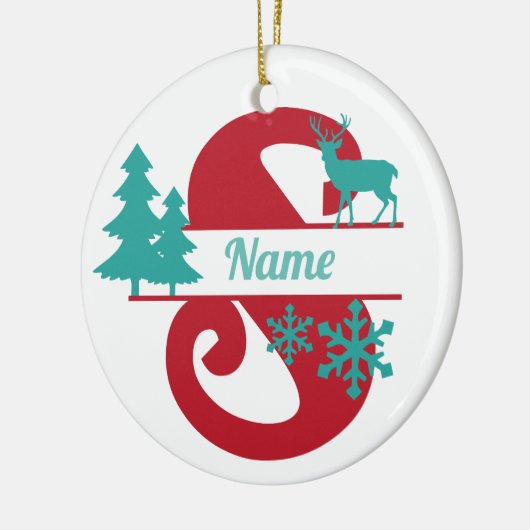 S Monogram Initial Christmas Holiday Tree Ornament (Links)