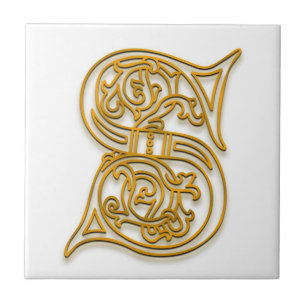 S Monogram "Irish Gold" keramische tegels Tegeltje