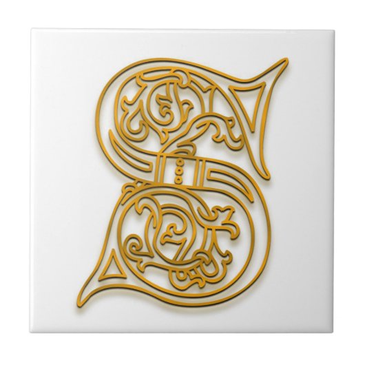 S Monogram "Irish Gold" keramische tegels Tegeltje (Voorkant)
