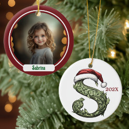 S-monogram kerstversiering keramisch ornament