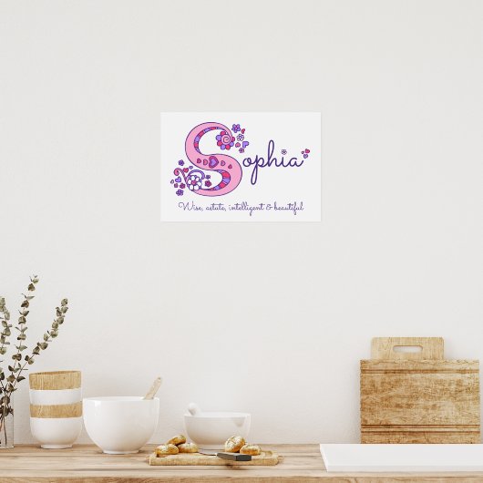 S monogram kunst Sophia meisjesnaam betekenis post Poster (Keuken)