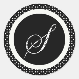 S Monogram Letter Envelope Seal Ronde Sticker