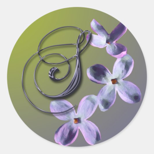 S Monogram Lila envelopzegel Ronde Sticker (Voorkant)