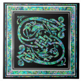 S Monogram "Masselle Blue" Keramische Tegels Tegeltje (Voorkant)