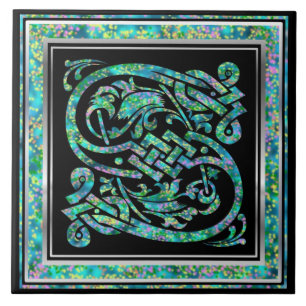 S Monogram "Masselle Blue" Keramische Tegels Tegeltje