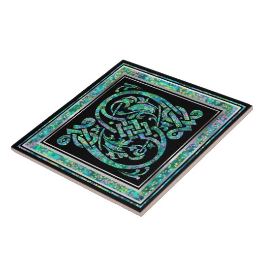 S Monogram "Masselle Blue" Keramische Tegels Tegeltje (Zijkant)