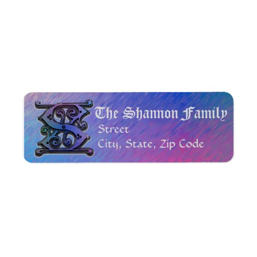 S Monogram "Oude Wereld Blauw" ontwerp Adreslabels Etiket (Voorkant)