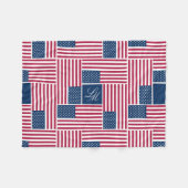 S Monogram Patriottische Amerikaanse Vlag American Fleece Deken (Voorkant (Horizontaal))