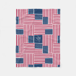 S Monogram Patriottische Amerikaanse Vlag American Fleece Deken