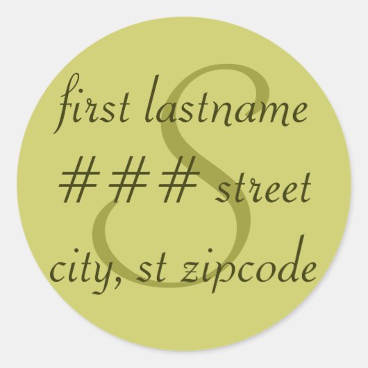 "S" monogram retour adres label - personaliseren (Voorkant)