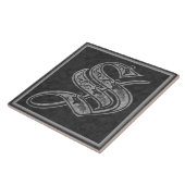 S Monogram "Royal Grey Stone" keramische tegel Tegeltje (Zijkant)