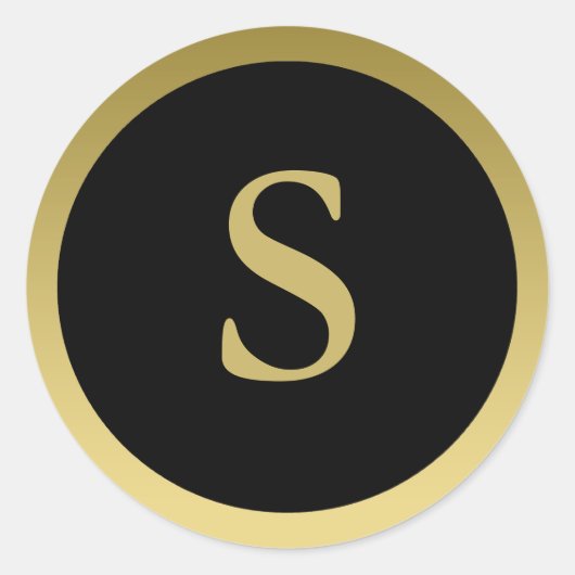 S :: Monogram S Elegante Gouden en Zwarte Sticker (Voorkant)