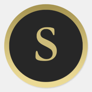 S :: Monogram S Elegante Gouden en Zwarte Sticker
